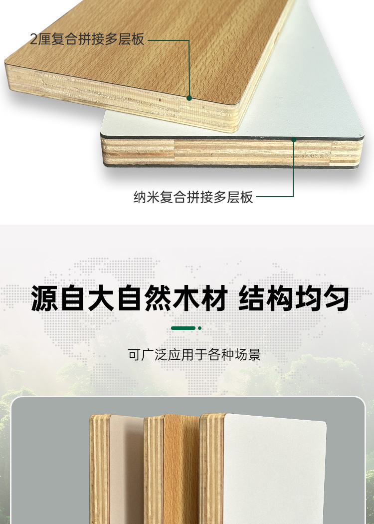 纳米复合多层二厘多层拼接生态板装修板材衣柜板家具板橱柜